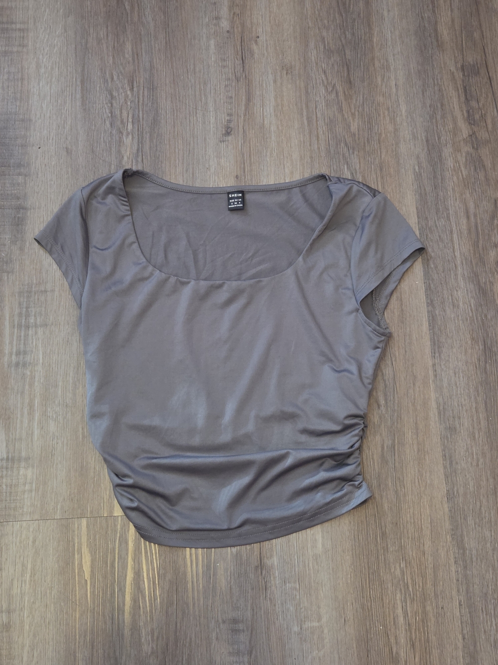 SHEIN Gray Scoop Neck Short Sleeve Top